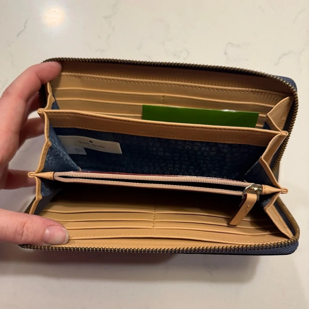 Kate Spade Blue Leather Zippy Wallet